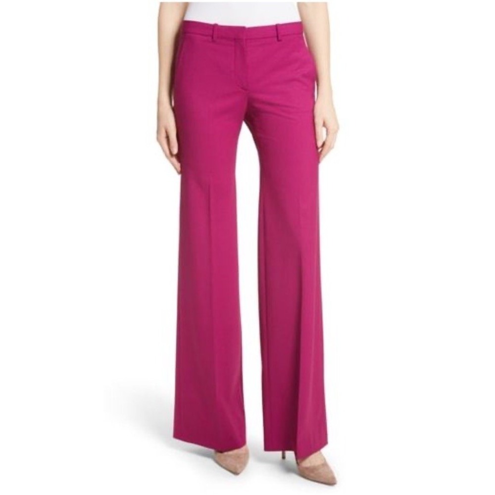Theory‎ Women Size 18 Demetria 2 Flare Leg Good Wool Suit Pants Dark Pink